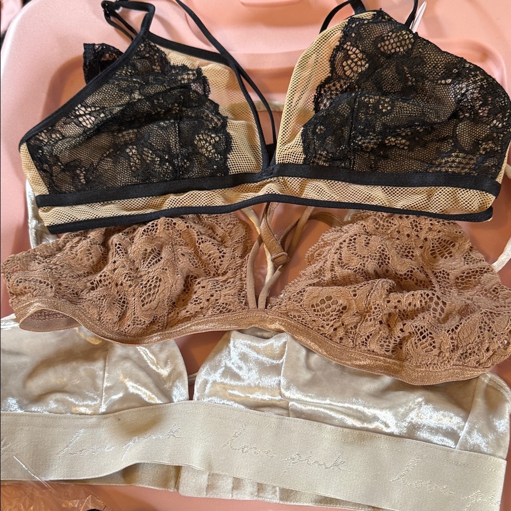 PINK Victoria's Secret Mixed Panty & Bralette Set - Black, Cream, Blue, Red - Picture 8 of 9